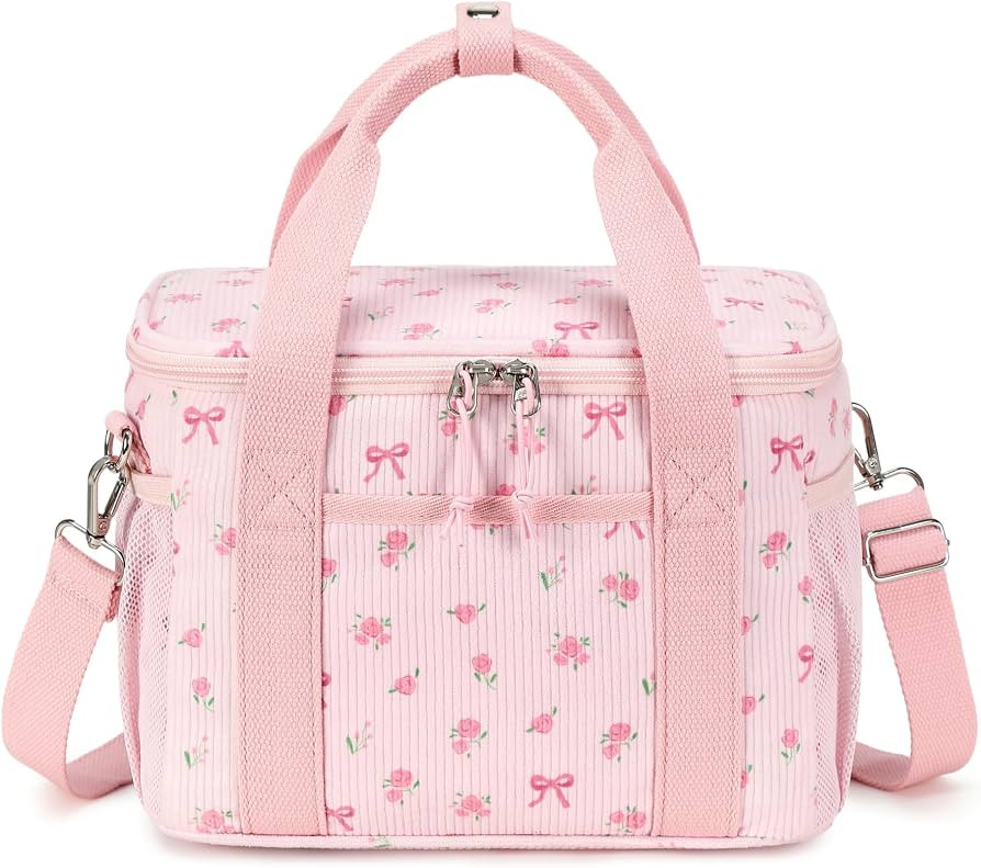 BTOOP Insulated Lunch Box for Women, Cute Corduroy Lunch Bag with Shoulder Strap, Leakproof Wide-... | Amazon (US)