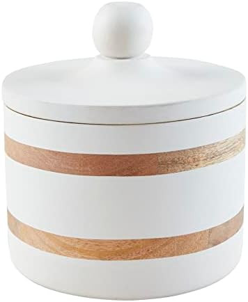 Mud Pie Wood Strap Canisters, White | Amazon (US)