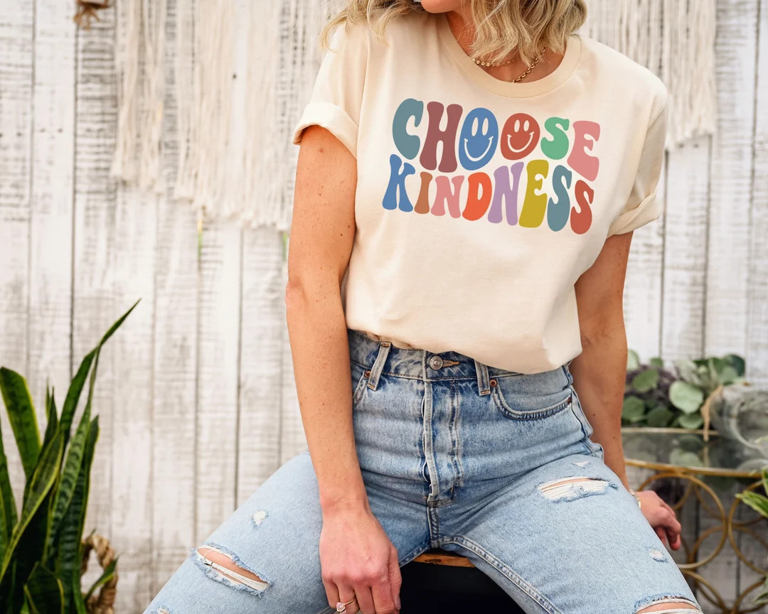 Choose Kindness Shirt, Be Kind Shirt, Smiley Face Shirt, Positive Shirt, Retro Be Kind Shirt,Boho... | Etsy (US)