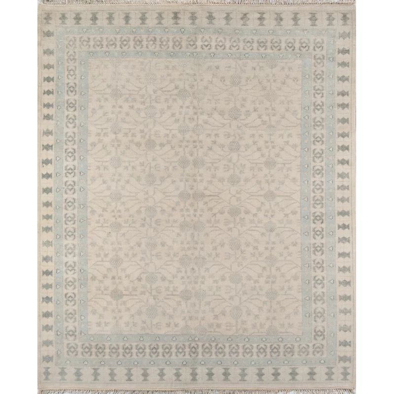 Oriental Hand-Knotted Wool Area Rug in Ivory | Wayfair North America