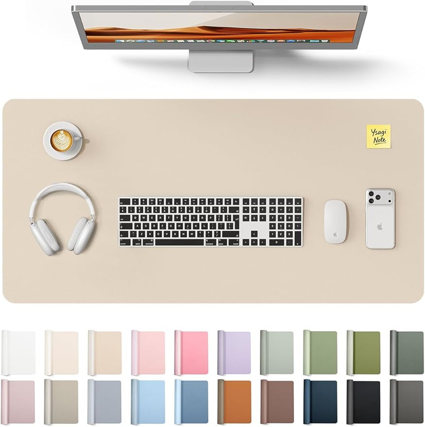 YSAGi Leather Desk Protector, Office Mat, Large Mouse Mat, Non-Slip PU Leather Blotter, Laptop De... | Amazon (US)