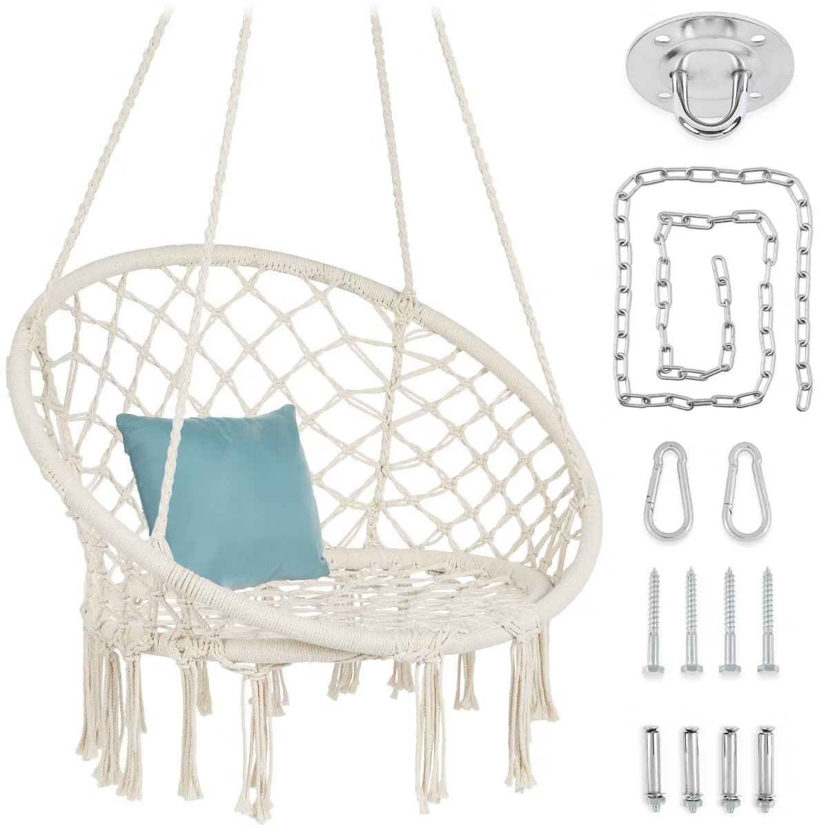 Best Choice Products Handwoven Cotton Macramé Hammock Hanging Chair Swing for Indoor & Outdoor U... | Target