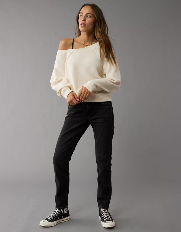 AE Oversized Off-The-Shoulder Sweatshirt | American Eagle Outfitters (US & CA)