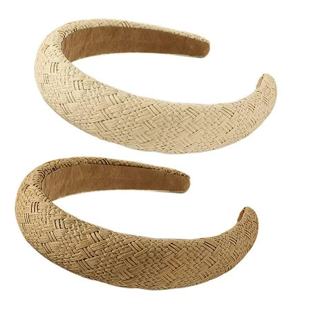 Braid Straw Headbands For Women And Girls Thick Wide Woven Rattan Boho Headband Summer Accessories H | Walmart (US)