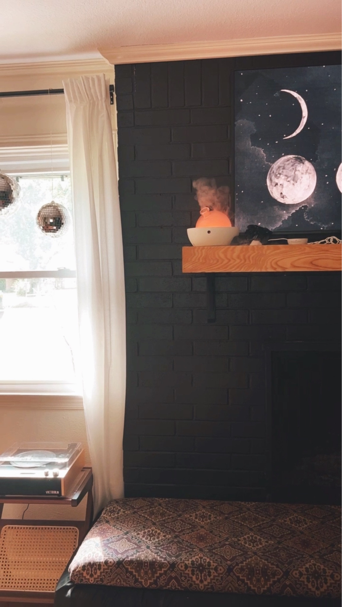 favorite mood: diffuser on, vinyl record set, sunlight bouncing off of the disco balls ✨✨✨
disco balls: thrifted
diffuser: link on ig
curtains: ikea

#LTKunder50 #LTKhome