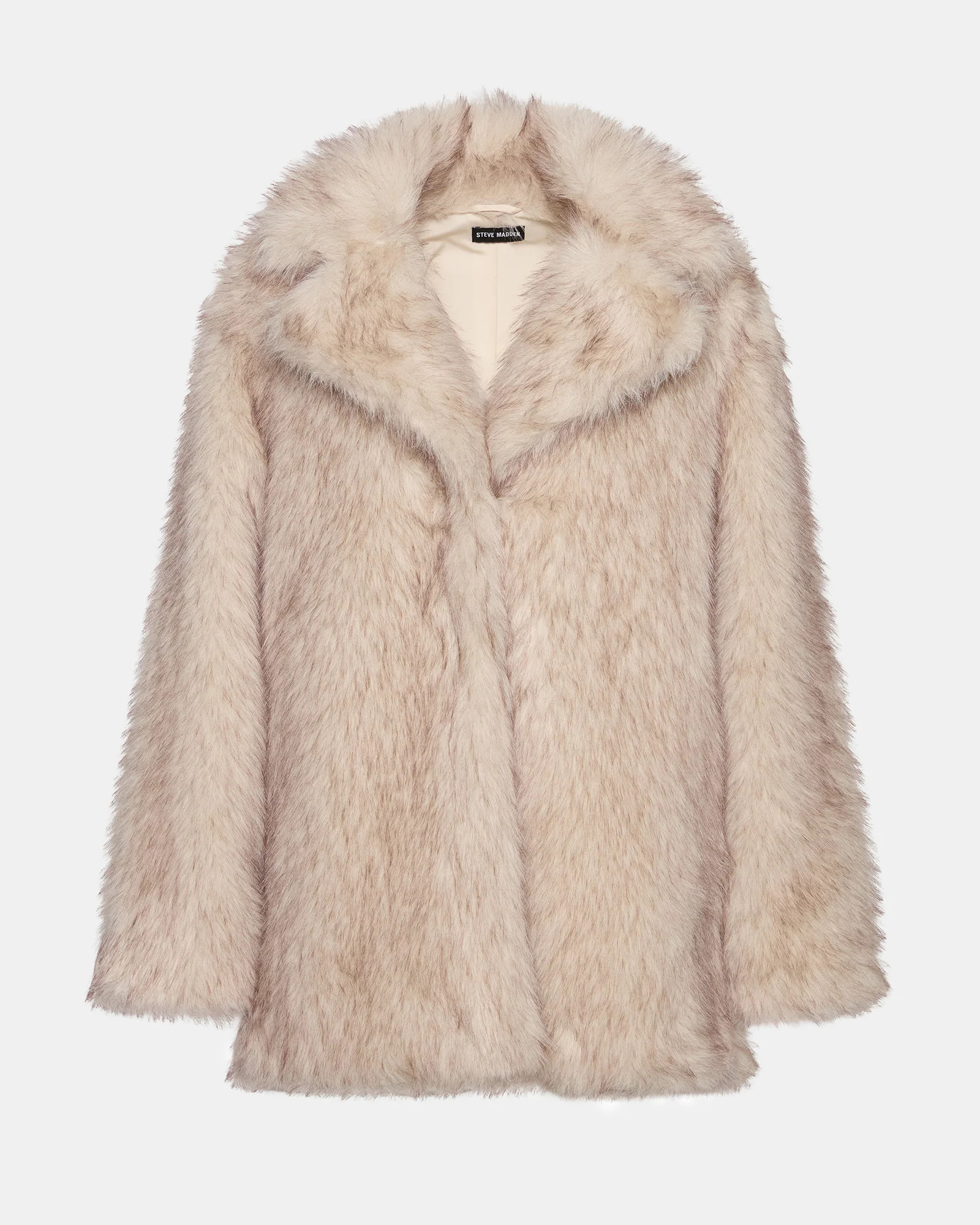 KINDRA Natural Faux Fur Collared Women's Coat | Steve Madden (US)