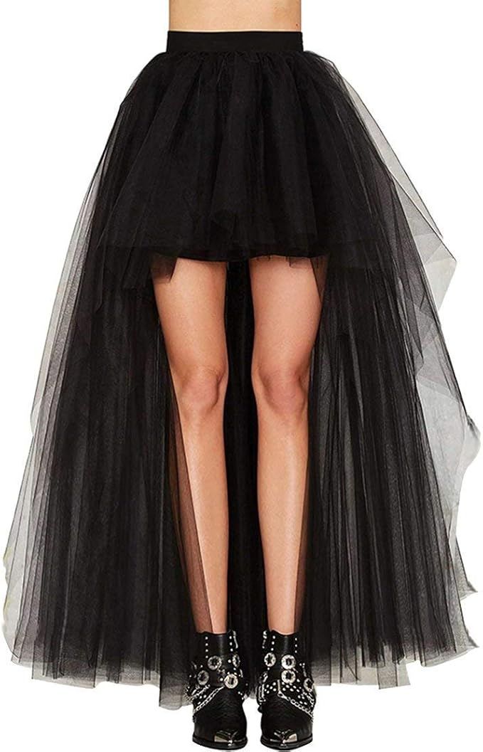 FOLOBE Dovetail Tulle Skirt Sexy Back Long Fluffy Skirt | Amazon (US)