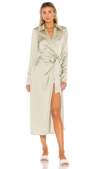 Maggie Wrap Dress in Olive | Revolve Clothing (Global)