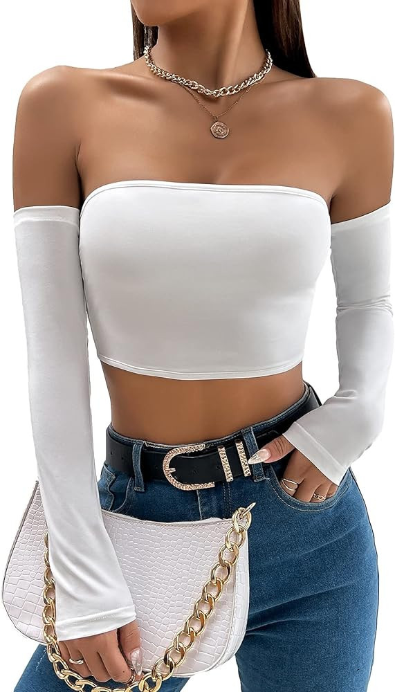 WDIRARA Women's Cut Out Long Sleeve Round Neck Crop Top Slim T Shirt | Amazon (US)