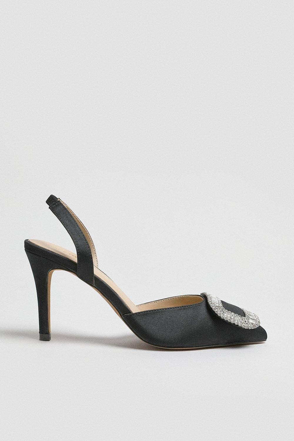 Diamante Satin Sling Back | Karen Millen UK & IE