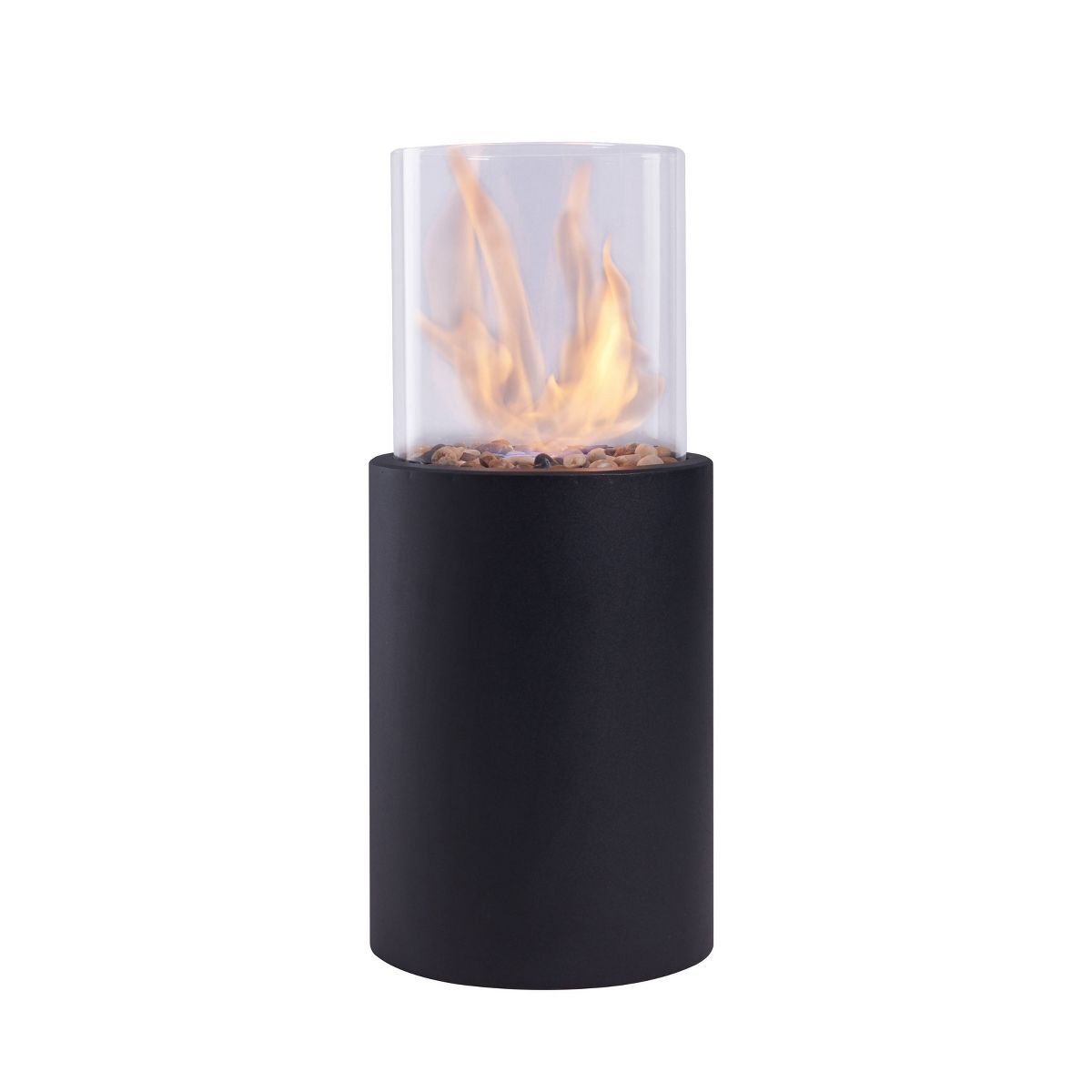 8.25"x19.25" Ventless Smokeless Glass & Black Metal Column Tabletop Fire Pit - Danya B. | Target