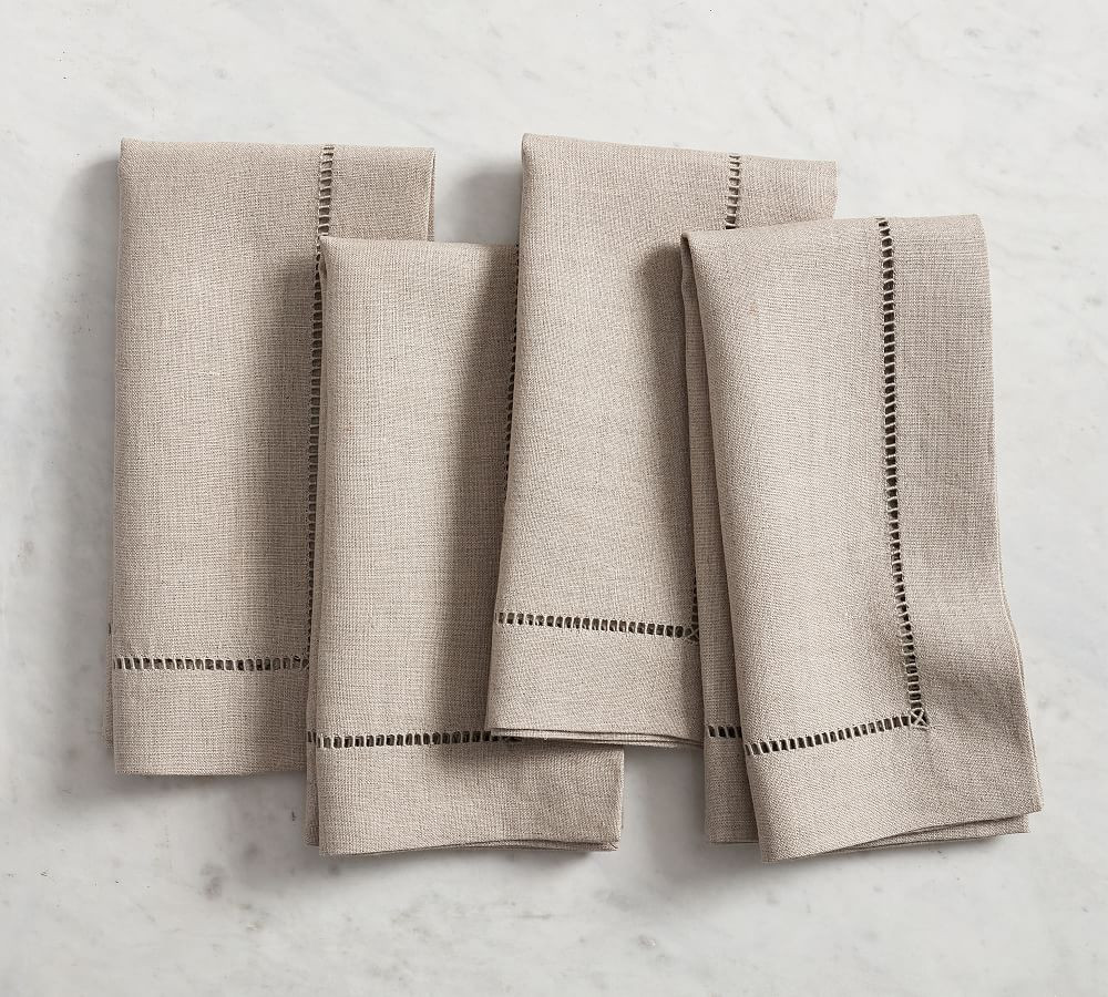 Linen Hemstitch Napkins - Set of 4 | Pottery Barn (US)
