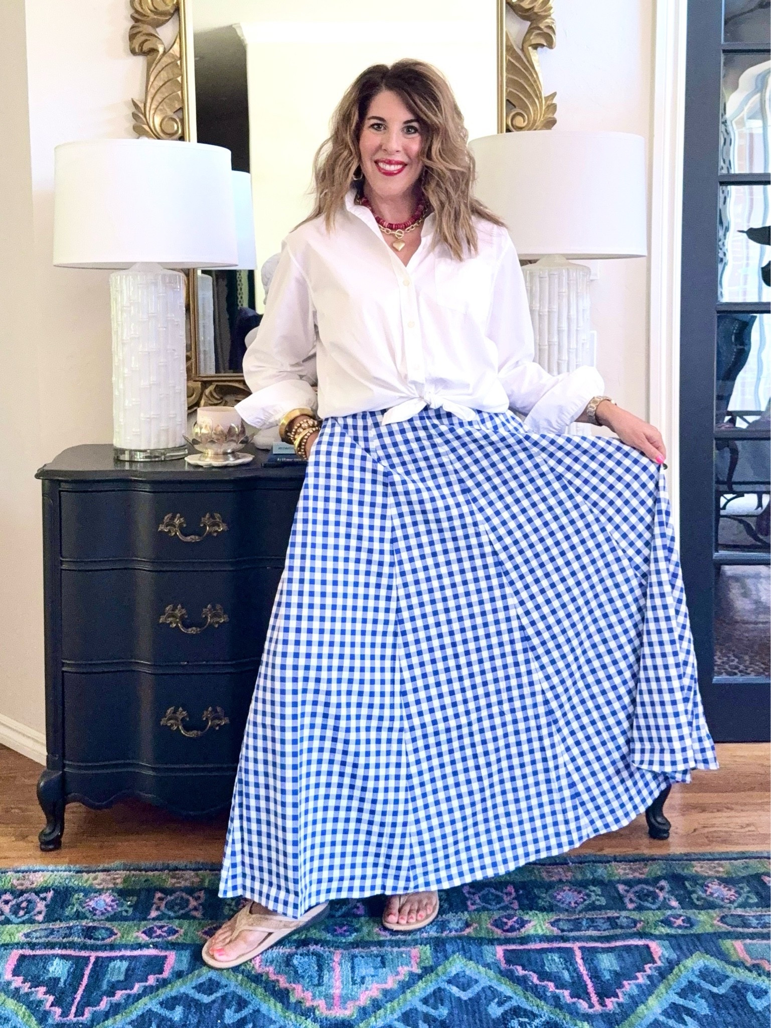 Gingham maxi skirt- lots of colors and perfect for travel… easy care and wrinkle restaurant. With pockets! Waistband runs small, suggest sizing up. Dress it up or wear with a t-shirt and sneakers!

#LTKootd #LTKOver40 #LTKTall