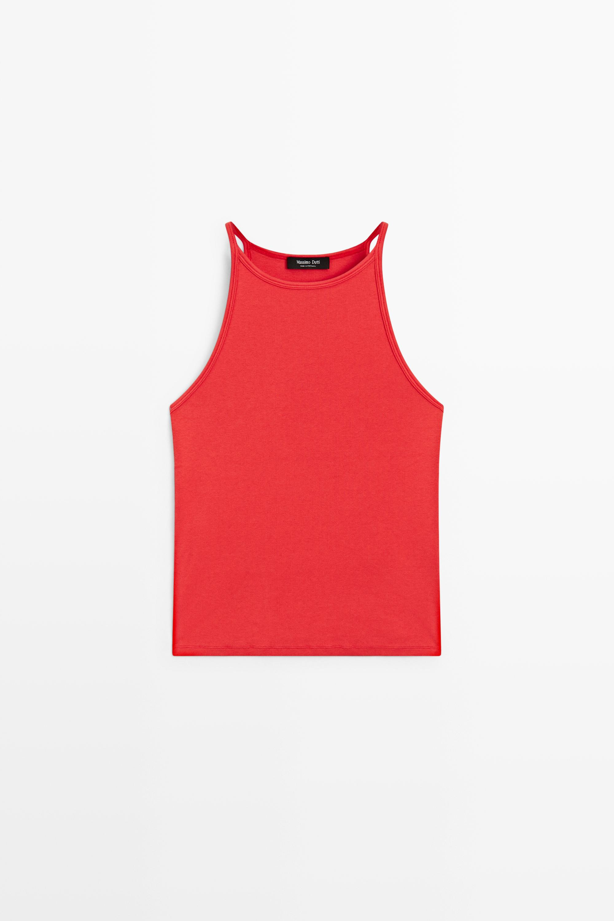Cotton blend halter top | Massimo Dutti UK