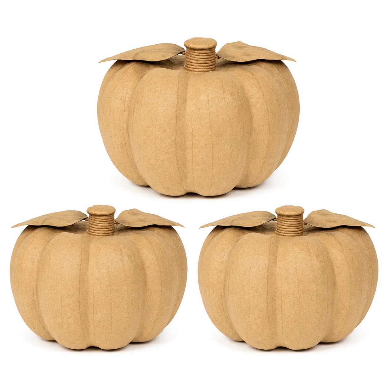 Factory Direct Craft Paper Mache Pumpkins with Leaves, Set of 3, 8 Inch Unfinished Fall Craft Pumpkins | Walmart (US)