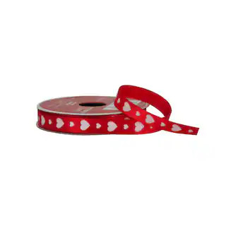 3/8" x 4yd. Red with White Hearts Satin Ribbon by Celebrate It® Valentine's Day | Michaels Stores