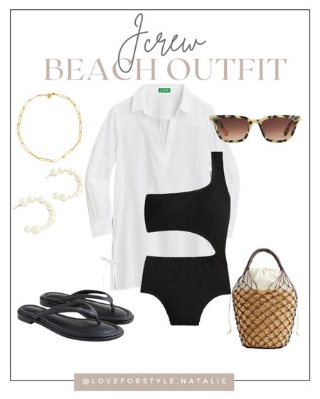 Jcrew Beach Outfit ☀️

Swimsuit | swim cover up | sandals | earrings | straw handbag

#LTKsalealert #LTKswim #LTKSeasonal