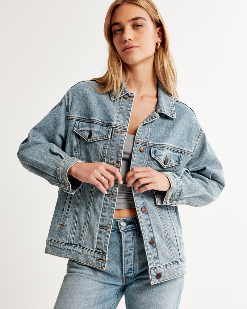 Women's Denim Trucker Jacket | Women's Clearance | Abercrombie.com | Abercrombie & Fitch (US)