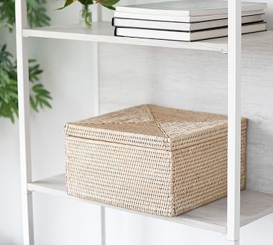 Tava Handwoven Rattan Square Storage Box With Lid | Pottery Barn (US)