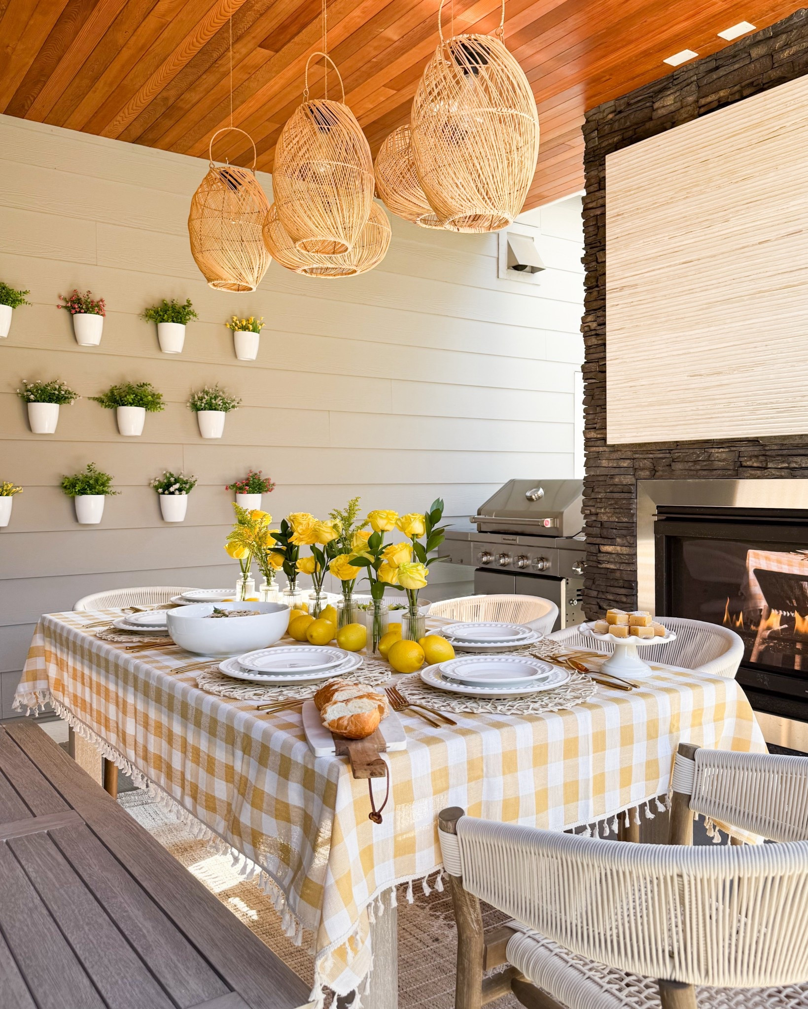 Alfredo Al Fresco Night! I set the table with a plaid tablecloth, lemons, and yellow flowers for a laid-back classic vibe. Nothing better than good food and al fresco dinners with the fam! 


Outdoor dining furniture, checkered tablecloth, glass bud vases, lemons, outdoor chairs, table and rug, lanterns, artificial flowers, home finds, patio furniture, hanging planters, creamy Alfredo sauce

#LTKHome #LTKFamily #LTKSeasonal