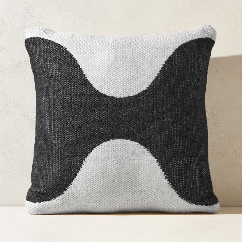 Agita White and Black Outdoor Throw Pillow 23" | CB2 | CB2