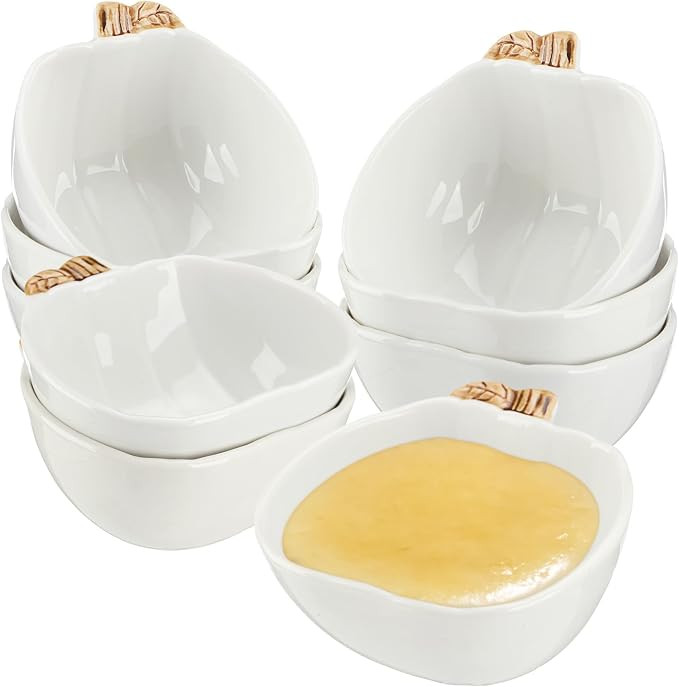 Tioncy 12 Pcs Pumpkin Bowls 6 oz Ceramic Ramekins Fall Small Dessert Bowls | Amazon (US)