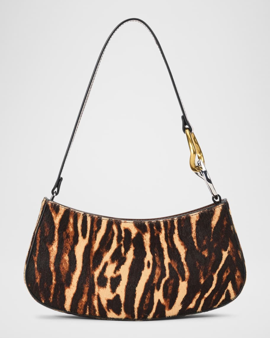 STAUD Ollie Leopard Faux Hair Shoulder Bag | Neiman Marcus