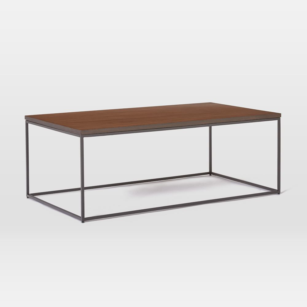Streamline 44 Inch Dark Walnut and Antique Bronze Rectangle Coffee Table | West Elm (US)