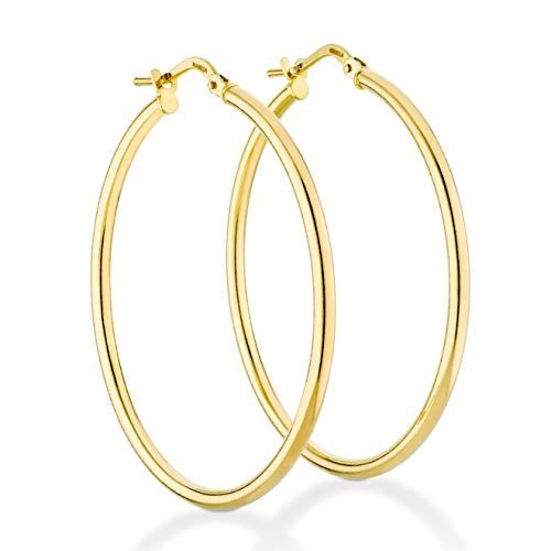 Miabella 18K Gold Over Sterling Silver 2mm High Polished Round Tube Hoop Earrings for Women Men Girl | Amazon (US)