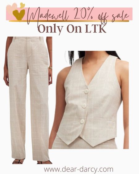 20% off Madewell in App sale 

The cutest checkered linen pants and vest in cream and white

Vest fits tts

Pants size down 1 

So flattering 

#LTKxMadewell #LTKStyleTip #LTKSaleAlert