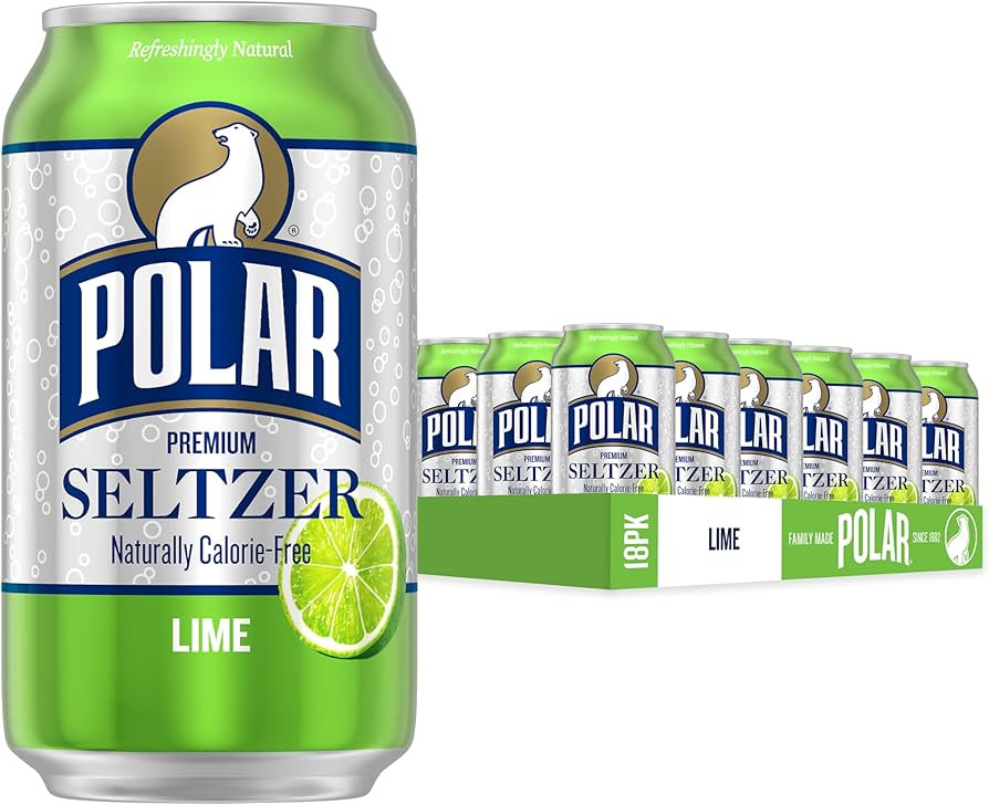 Polar Seltzer Water Lime, 12 fl oz cans, 18 pack | Amazon (US)