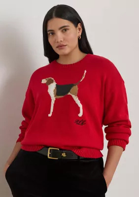 Lauren Ralph Lauren Women's Intarsia-Knit Foxhound Cotton Sweater | Belk