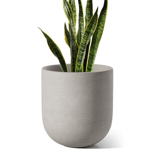 LE TAUCI 10 Inch Plant Pot, Ceramic Pots for Plants with Drainage Hole and Rubber Plug, Plant Pots Indoor for Home Garden Patio Office, Cylinder Flower Planter Pot, Neutral Gray | Amazon (CA)