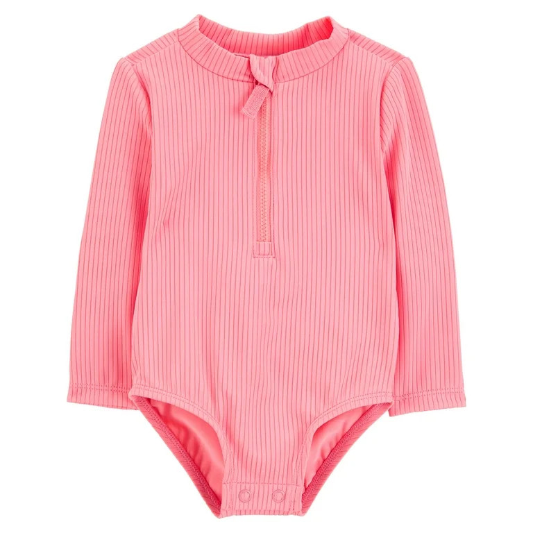 Carter's Child of Mine Baby Girl Long- Sleeve Rash Guard Swimsuit, One-Piece, Sizes 0/3-18M | Walmart (US)