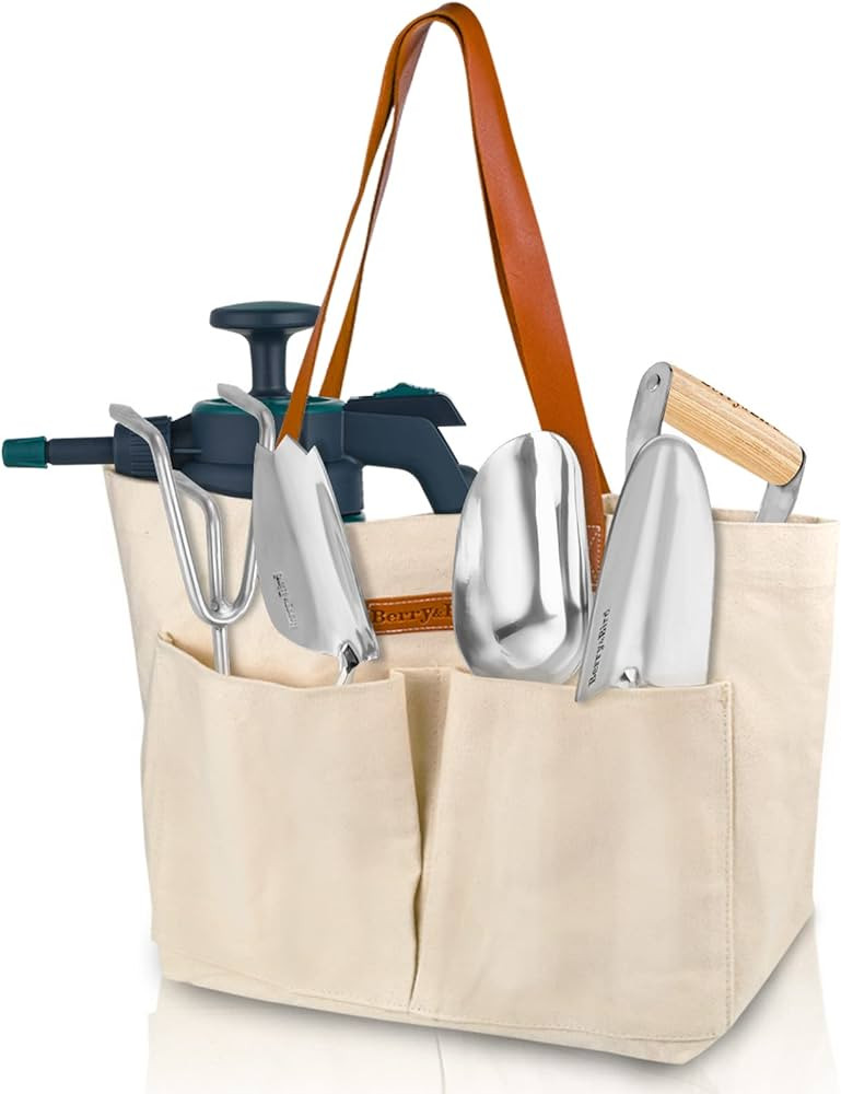 Berry&Bird Garden Tool Bag, Canvas Garden Tote With Pockets, Wear-Resistant Multi-Purpose Tool St... | Amazon (US)