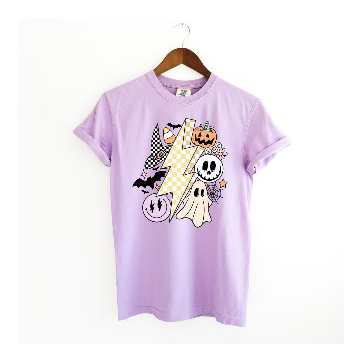 Simply Sage Market Women's Lightning Bolt Halloween Short Sleeve Garment Dyed Tee | Target