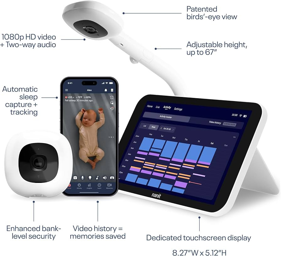 Nanit Smart Baby Monitor System with Floor Stand & 8" Display Screen - Crystal-Clear Video, Real-... | Amazon (US)