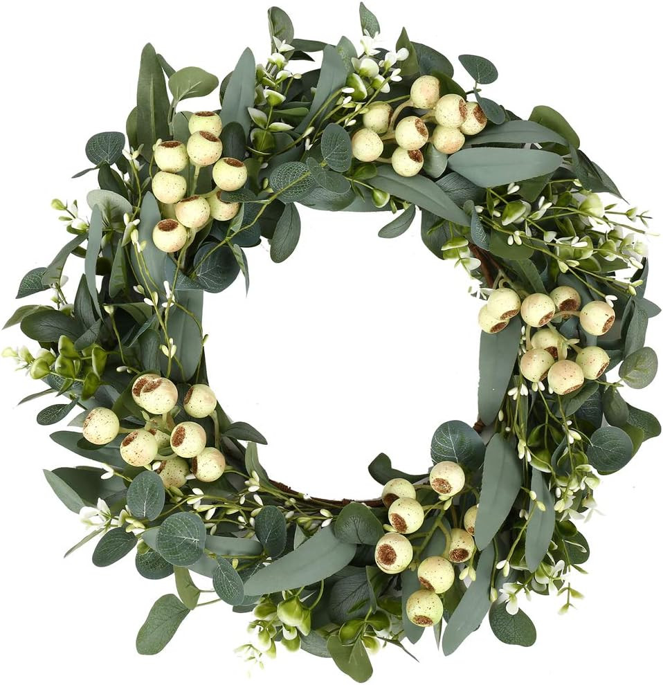 Green Eucalyptus Wreath,Artificial Eucalyptus Leaves Wreath with Big Berries,Spring/Summer Greene... | Amazon (US)