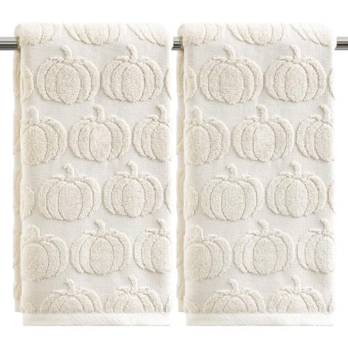 Artoid Mode 2 Pcs Beige 3D Pumpkin Jacquard Hand Towels for Bathroom | Amazon (US)