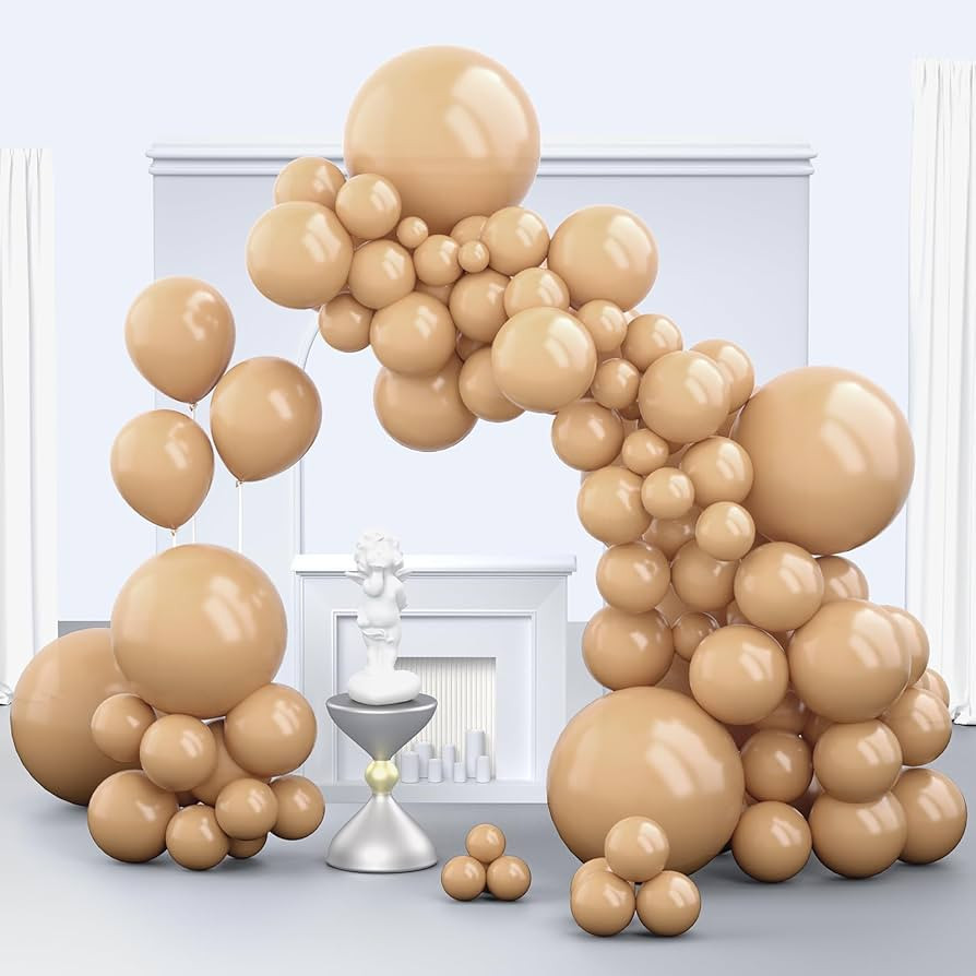 Light Brown Balloons, 150 pcs Different Sizes Pack of 18 Inch 12 Inch 10 Inch 5 Inch Tan Boho Neu... | Amazon (US)