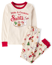 Kids Milk And Cookies Snug Fit Cotton Pajamas - tan | The Children's Place