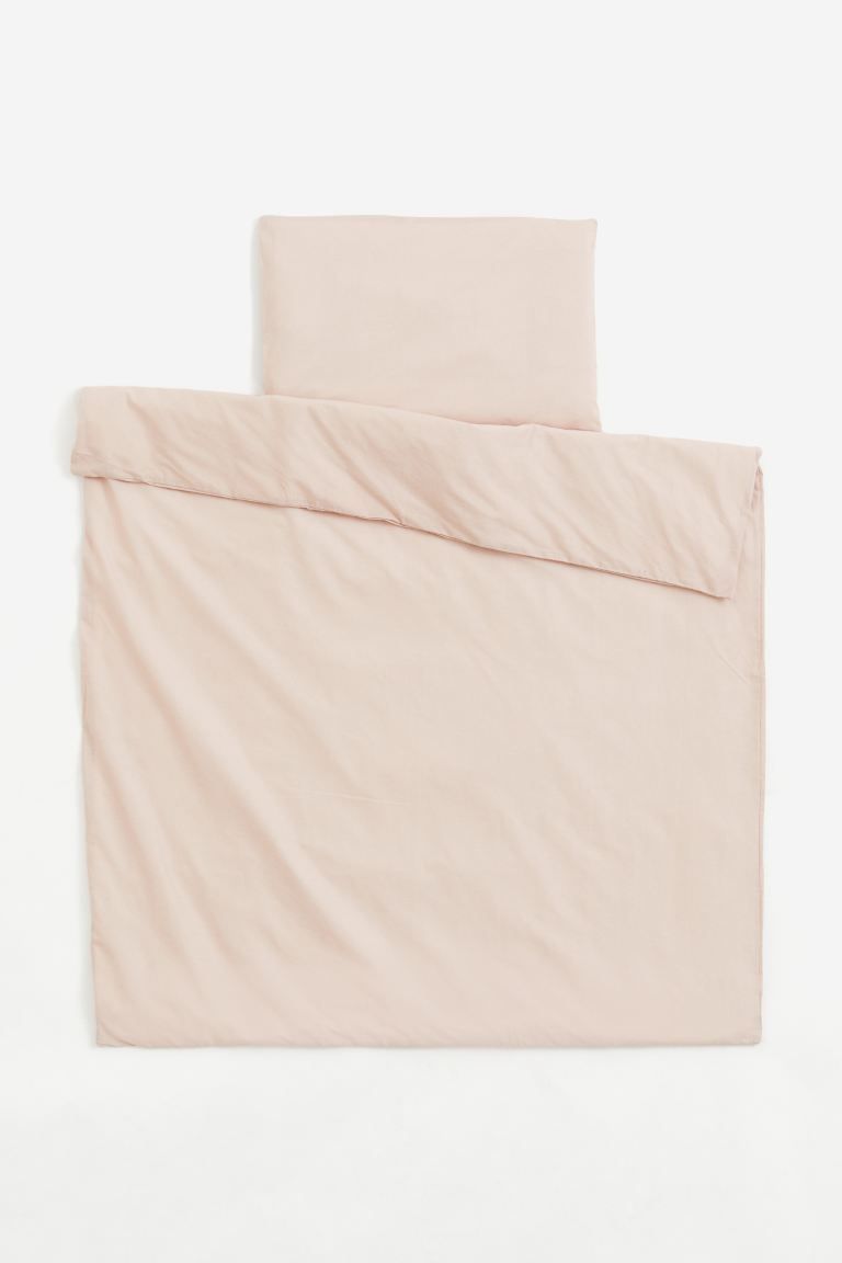 Cotton Crib Duvet Cover Set - Powder pink - Home All | H&M US | H&M (US + CA)
