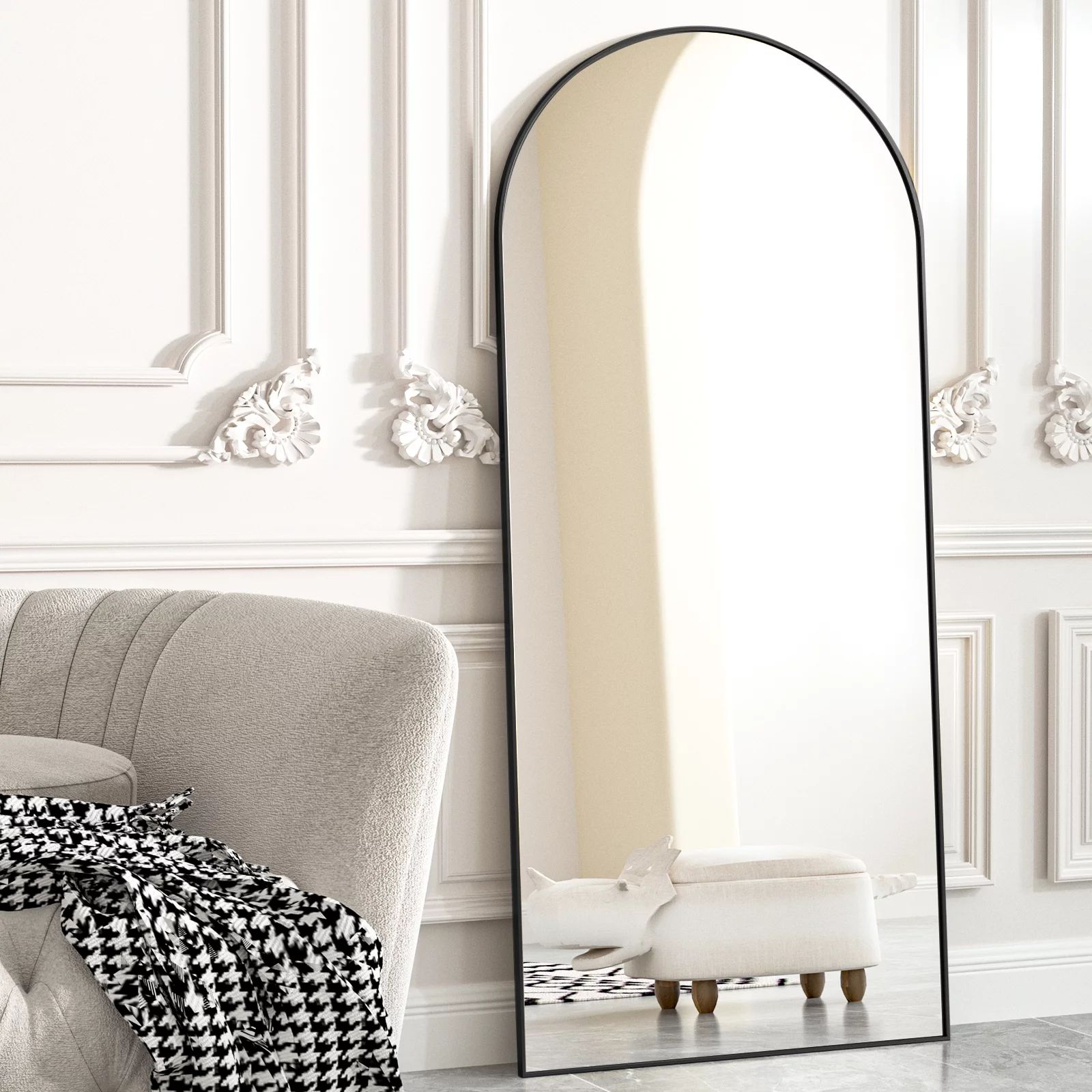 BEAUTYPEAK Arch Full Length Mirror 71"x30" Floor Mirrors for Standing Leaning, Black | Walmart (US)