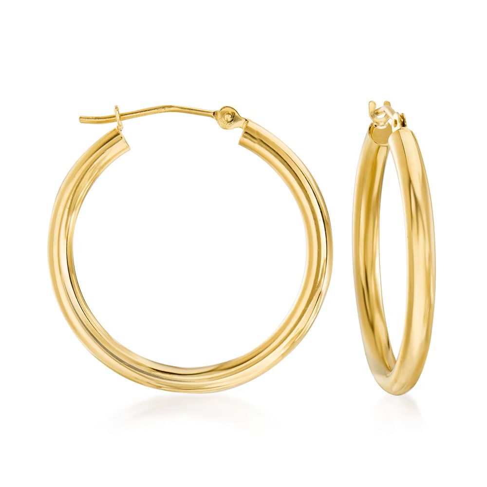 2.5mm 14kt Yellow Gold Hoop Earrings. 1" | Ross-Simons