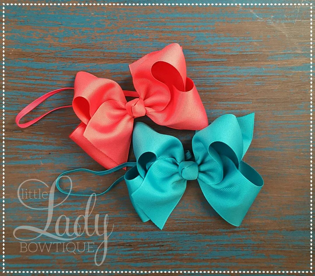 Hair-bow Headbands Bundle of 2-bows With Attached Skinny Bands-choose Your Color Combo-bows for B... | Etsy (US)