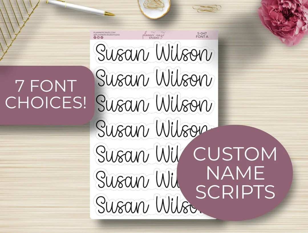 CUSTOM Name Scripts, Script Planner Stickers, Planning, EC Stickers, ECLP, Erin Condren Life Plan... | Etsy (US)