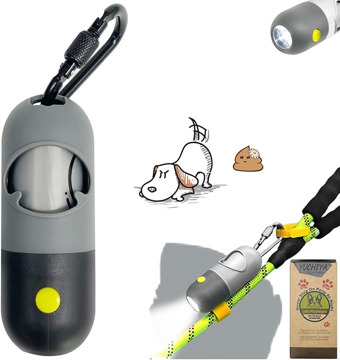 Dog Poop Bag Dispenser with Flashlight|Dog Poop Bag Holder with Leash Clip|Hands-Free Leash Poop ... | Amazon (US)