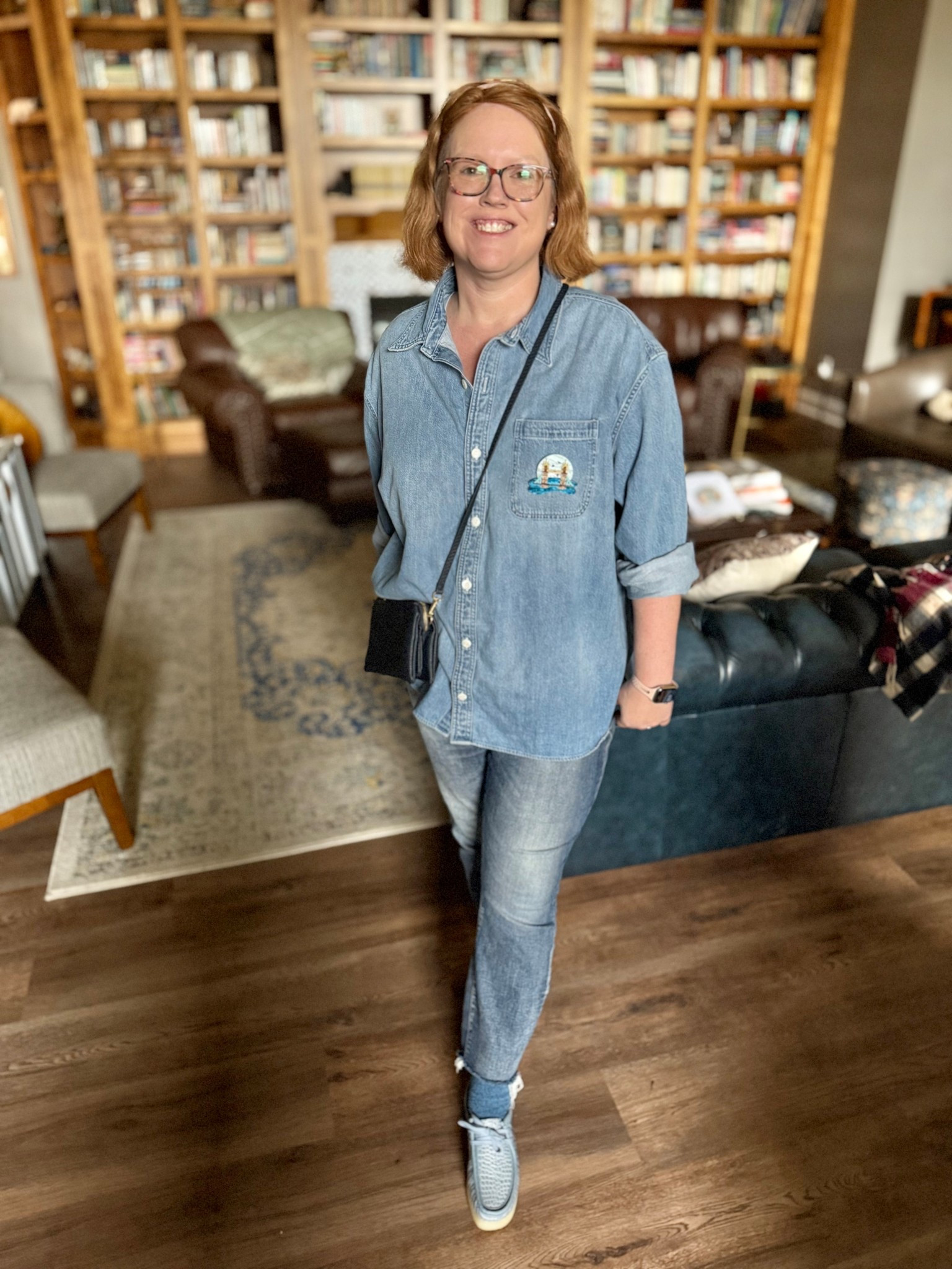 Hurry! This denim shirt is on sale and it’s the perfect staple for those spring outfits. It’s a nice weight, and is longer in the back so would work well with leggings! 

I’m wearing an XL and it’s plenty roomy. #denimshirt #springoutfit #nancymeyers #inagarten 

#LTKOver40 #LTKSpringSale #LTKPlusSize