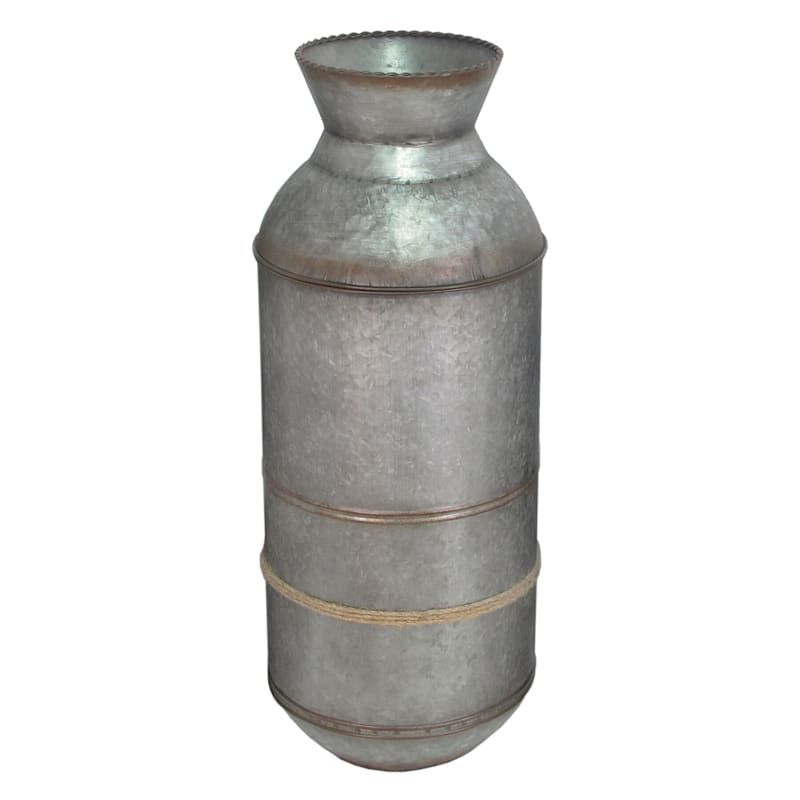 Galvanized Round Metal Vase, 29.5" | At Home