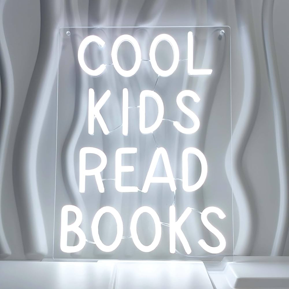 Cool Kids Read Books Neon Sign Book Lovers Words Quotes Sign Kid Room Light Wall Art for Library ... | Amazon (US)